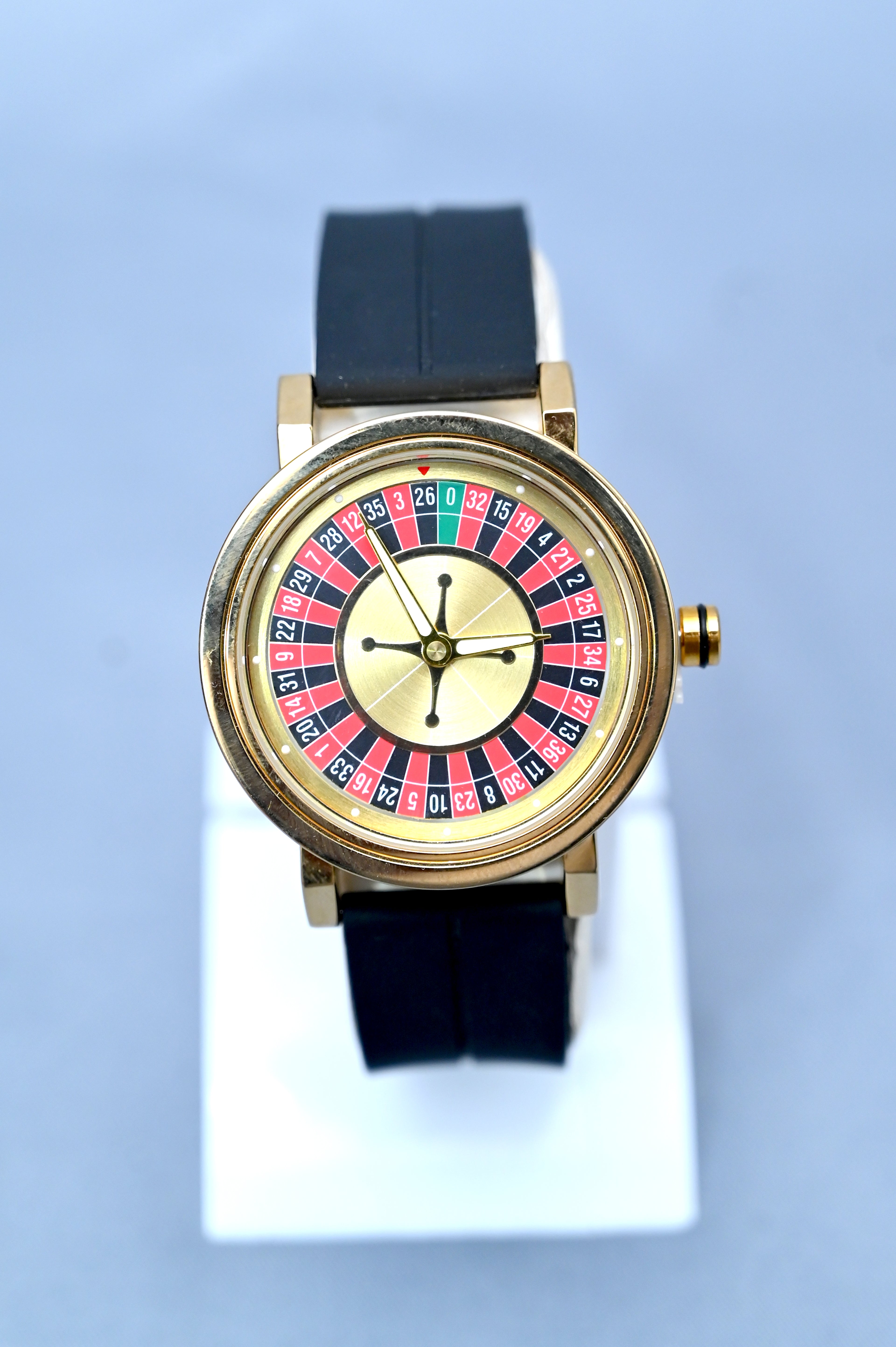 Novelty Gold-Tone Roulette Wheel Watch